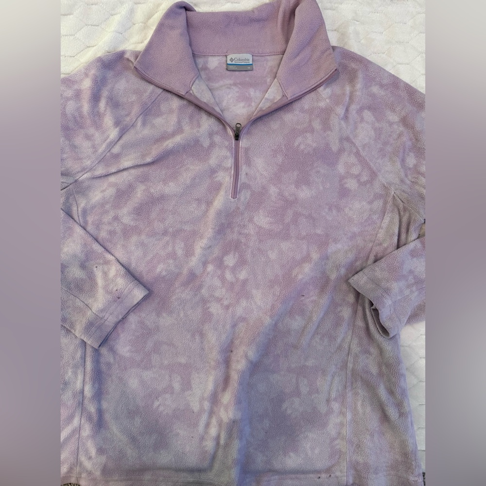 Columbia Fleece Sporty Purple Tie-Dye Pullover Quarter Zip Sweater Size 1X